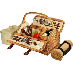 Picnic at Ascot Sussex Wicker Picnic Hamper with Service for 2 with Blanket - London Plaid