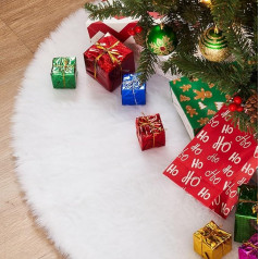 Joiedomi White Faux Fur Tree Skirt 36 collu Ziemassvētku eglītes svārki Soft Classic Faux Fur Tree Skirt Ziemassvētku eglītes rotājumiem