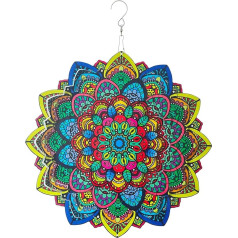 12 Inch Mandala Wind Spinner Hanging 3D Stainless Steel Garden Decoration Metal Spinning Ornaments for Indoor Outdoor Use