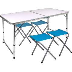Aktive 52893 Adjustable Height Folding Table with 4 Stools Aluminium