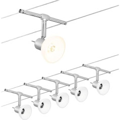 Paulmann 94136 Seilsystem Sheela Set erweiterbar max.5x10W Chrom matt/Opal Seilleuchte Hängeleuchte ohne Leuchtmittel