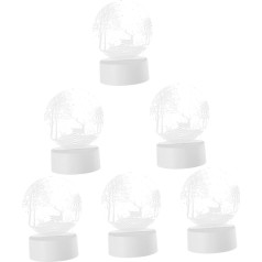 OSALADI Pack of 6 Ziemassvētku nakts gaismas Ziemassvētku apgaismojums Ziemassvētku apgaismojums Āra baterijas galda lampas LED galda lampas Akrila 3D nakts gaisma Ziemassvētku nakts gaisma Ziemassvētku nakts gaisma Ziemeļbriedis 3D nakts gaisma Zi