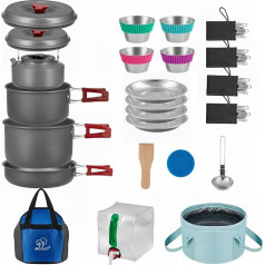 Bulin Camping Cookware Upgraded Version Non-Stick Lightweight Backpacking Cooking Set āra virtuves aprīkojums ģimenes pārgājieniem piknikam