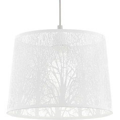 EGLO Pendelleuchte Hambleton, 1 flammige Hängelelampe Vintage, Retro, Hängeleuchte aus Stahl in Weiß, Nickel-Matt, Esstischlampe, Wohnzimmerlampe hängend mit E27 Fassung