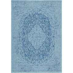 SAFAVIEH Courtyard Collection CY8720 Teppich, wasserdicht, leicht zu reinigen, für Terrasse, Hinterhof, Schlamm, 70 x 90 cm, Marineblau / Aqua