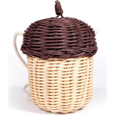 Acorn formas soma, Acorn grozs: (rotangpalmas): rotangpalmas glabāšanas grozs ar vāku, dekoratīvs, ar rokām austs plaukts, organizators, plecu soma, plecu soma, sienas piekaramais meitenēm (rotangpalmas)