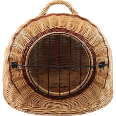 Wicker Basket with Grid and Carry Handle/Transport Basket/Transport Cave / 50 x 40 x 45 cm, Natural Colour - Manufacturer