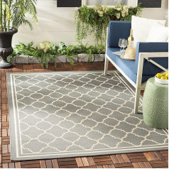 SAFAVIEH Spalier Teppich für Innen - & Außenbereich - Courtyard Collection, Kurzer Flor, Anthrazit und Beige, 122 X 170 cm