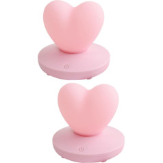 OSALADI Pack of 2 Heart Lights Nursing Night Light Guļamistabas galda lampa LED galda lampa Cute Lamps Night Light Lamp Heart Light Fee Silica Gel Decorative Lights