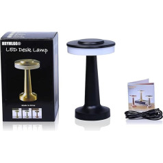 HRYMLGGG Pārnēsājama bezvadu galda lampa, 3 ātrumi Touch Dimming Iebūvēta USB akumulatora pieslēgvieta Guļamistabas nakts gaisma Bar Mood Light Ēdamgalds