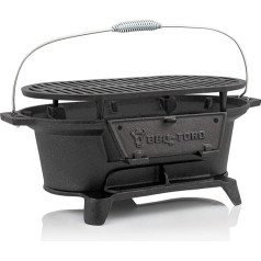 BBQ Toro čuguna grilēšanas katls ar grilu 50 x 25 x 23 cm Hibači stila kempinga grils uz kokoglēm