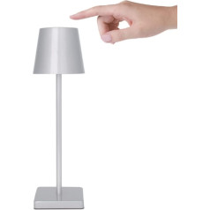 Hapihom LED bezvadu galda lampa, USB uzlādējama pieskāriena lampa, metāla pārnēsājama naktslampiņa guļamistabai, viesistabai, birojam, koledžai, kopmītnei, ēdamistabai, restorānam, viesnīcas dekorēšanai, sudraba krāsā