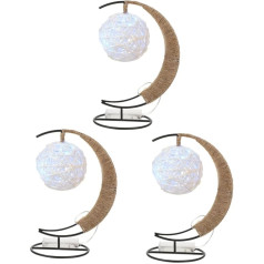 OSALADI 3st Mond Sepak Takraw Laterne Tischlampe Led-schreibtischleuchte Gewebtes Schlafzimmerlicht Rustikale Beleuchtung Rattan-beleuchtung Hand Galaxienlicht Kupfer Nachtlicht Böhmen 3d