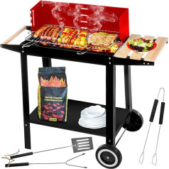 Five-Star Grill&Chill GC0010 Sodo kepsninė su medžio anglimis Chromuotos grotelės 50 cm x 26,5 cm Du transportavimo ratukai