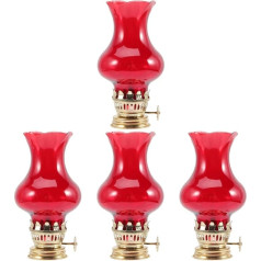 Uonlytech Pack of 4 Oil Antique Lamp Home Lantern Clear Lamps Base Dekoratīvie Brass Garden Glass Patio Deck Burner Torch Retro piederumi Lampshade Vintage Wick Chamber Oils Shadow