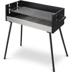 URHELP BBQ grils uz kokogļu oglēm 73 x 35 cm Liela sildāmā virsma 3 līmeņu temperatūra Grils mucā Āra dārza grils Karstuma kūpinātājs (melns)