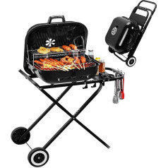 COPDUZI Holzkohlegrills, tragbare Grillplatte mit Rollen und Ablagefach für Outdoor, Hibachi, Camping, faltbarer Grill im Garten, Hinterhof, Party, Picknick, Reisen