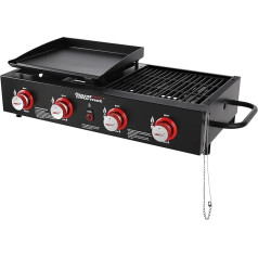 Creole Feast GD4002T Tailgater Grill & Grillplatte, 4 Brenner, tragbare Propangasgrill-Kombination, schwarz