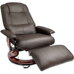 Cherbowing Elektriskais atpūtas krēsls ar masāžas funkciju TV krēsls Masāžas krēsls ar atgāzējamo funkciju 360° pagriežams 150° slīpuma mākslīgā āda melns/brūns (brūns)