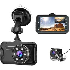 CHORTAU Dash Cam automašīnas priekšējā aizmugurējā Full HD 1080P automašīnas kamera 170 ° platleņķa 3,0 collu dubultā paneļa kamera ar WDR nakts redzamību, cilpas ierakstīšanu, G sensoru, kustības noteikšanu, stāvvietas uzraudzību