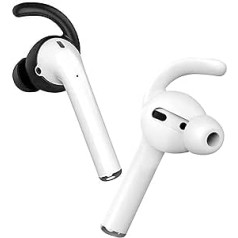 2 pāri AirPods neslīdošu ausu āķu silikona aksesuāri, kas saderīgi ar AirPods 2 & 1 vai EarPods austiņām (1 melns + 1 balts)