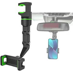 SZZXS daudzfunkcionāls automašīnas mobilā tālruņa turētājs, universāls mobilā tālruņa turētājs automašīnas aizmugurējā skata spogulim, 360° brīvi rotējošs automašīnas mobilā tālruņa turētājs visiem viedtālruņiem