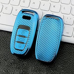 MAX CARBON® saderīgs ar Audi Key Case Carbon Look A4 A5 A6 A7 A8 Q5 Q7 S4 S5 S6 S7 S8 RS3 RS4 RS5 RS6 RS7 SQ5, krāsa: zila