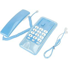 Corded Landline Telephone, Landline Phone with Flash Last Number Repeat Function, Portable Wall Mounted Phone for Bank Calls in Home Hotel Office (Blue)