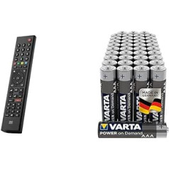 One For All Grundig TV Remote Control - Works with All Grundig TV/Smart TV - The Ideal TV Replacement Remote Control - URC1915 & Varta Power on Demand AAA Micro Batteries - Pack of 40