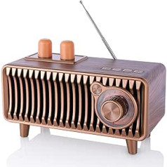 CYBORIS Retro Bluetooth skaļruņu radio, Walnut Wood Vintage Rotary FM radio, 20 W divu skaļruņu stereo, pārnēsājams bezvadu skaļrunis ar U disku/TF karti/papildu mūzikas atskaņotāju (Walnut Wood)