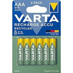 Varta Recharge Accu ir pārstrādāts, gatavs lietošanai, iepriekš uzlādēts akumulators