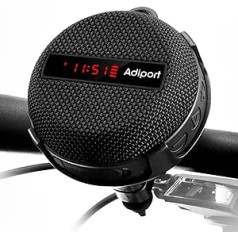 Adiport velosipēda Bluetooth skaļrunis, braukšanas ātrums, akumulatora jaudas un laika displejs, pārnēsājams bezvadu velosipēda skaļrunis, bagātīgi basi un skaļa skaņa, ūdensnecaurlaidīgs pārgājieniem brīvā dabā.