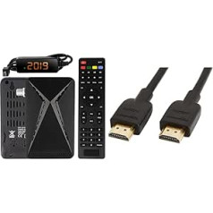 Echosat OM-26100 Mini Sat uztvērējs - DVB S/S2 satelīta uztvērējs Black & Amazon Basics - Ātrgaitas kabelis, Ultra HD HDMI 2.0, atbalsta 3D formātus, ar audio atgriešanas kanālu, 0,9 m