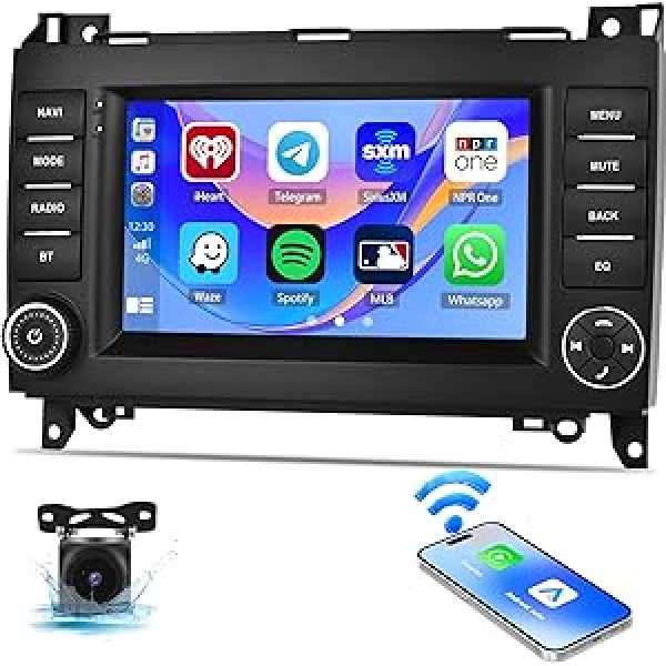 CAMECHO Android 12 automašīnas radio ar satelīta navigācijas sistēmu Mercedes Benz W169 B200 W245 W639 Viano Vito Sprinter W906,7 collu ekrānam ar Carplay Android Car Bluetooth HiFi RDS WiFi + atpakaļgaitas kameru