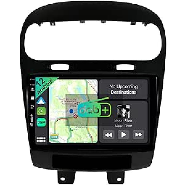 YUNTX [DAB-4G+64G] Android 12 automašīnu radio, kas paredzēts Fiat Freemont/Dodge Journey (2012-2016)-[Integrēts DAB+/CarPlay/Android Auto/DSP/GPS]-9 collu IPS 2.5D skārienekrāns MIC+kamera USB/ MirrorLink/Bluetooth 5.0