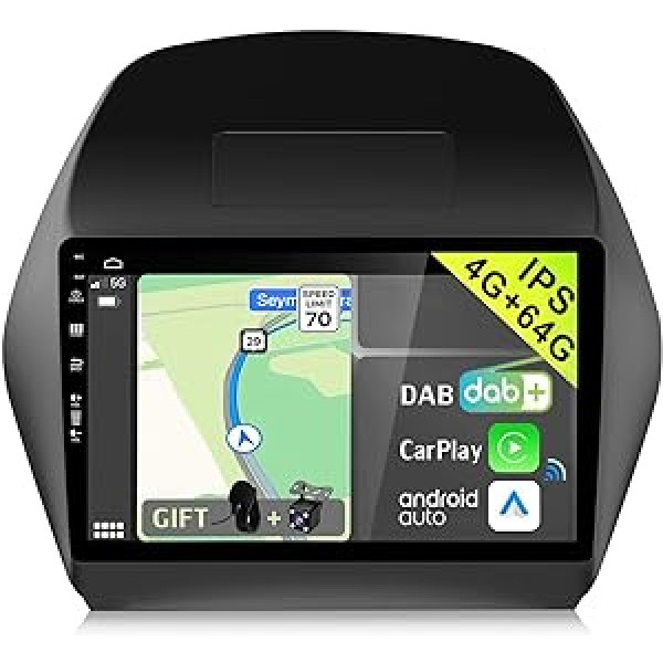 YUNTX [DAB-4G+64G] Android 12 automašīnas radio, kas paredzēts Hyundai Tucson IX35 (2010-2015)-[Integrēts DAB+/CarPlay/Android Auto/DSP/GPS]-10,1 collas IPS 2.5D skārienekrāns, bezmaksas mikrofons + kamera, USB/MirrorLink /Bluetooth