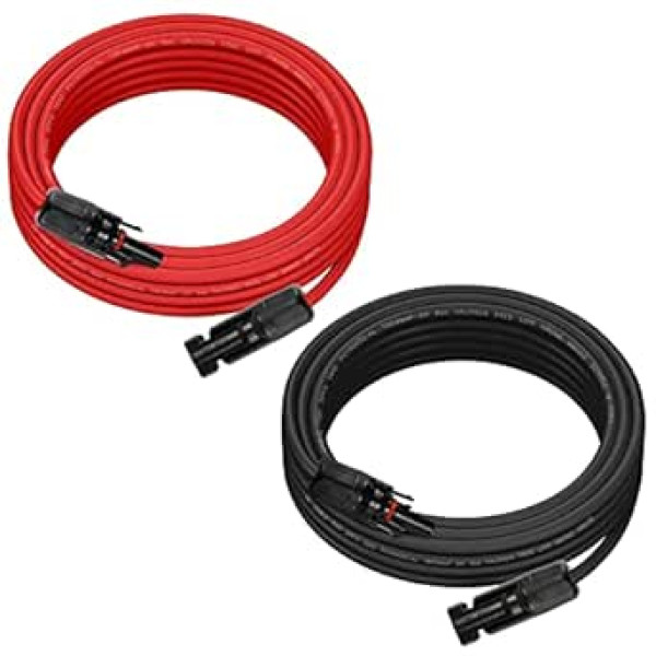 Saules kabeļa pagarinājums 4 mm² 5 m pagarinātāja kabeļa savienojuma kabelis saules spraudnis IP68 ūdensizturīgs saules spraudnis (12AWG/4mm²) (5M)