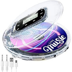 „Gueray“ nešiojamas CD grotuvas su integruota 1000 mAh baterija Ličio baterijų CD grotuvas, nešiojamas, palaiko TF kortelių grojimą su ausinėmis ir 3,5–3,5 mm AUX laidu vaikams Garso knygos Muzikos klausymas