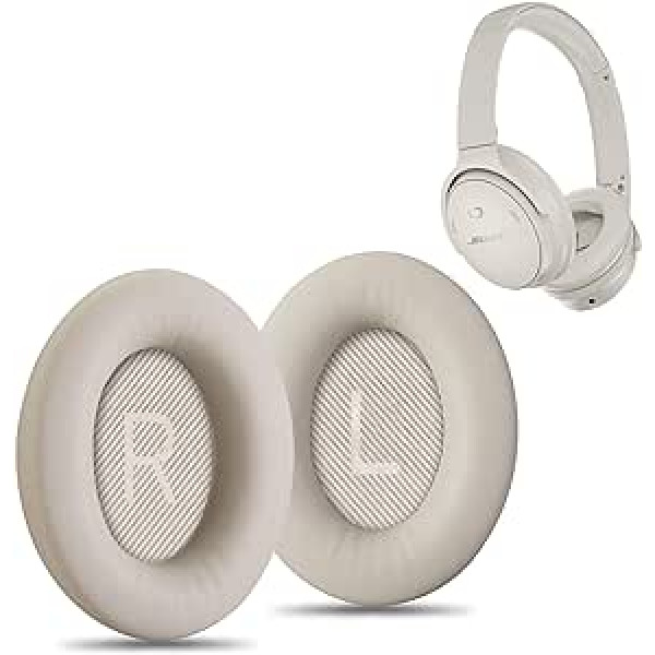 AHG Premium QC45 rezerves ausu spilventiņu spilvens saderīgs ar Bose QuietComfort 45 / Bose QC45 troksni slāpējošām austiņām (balto dūmu) Premium proteīna āda, biezas augsta blīvuma putas un izturīgas