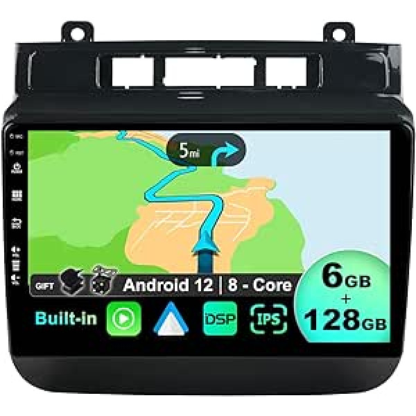 BXLIYER — [6G+128G] — Android 12 IPS automašīnas radio, kas piemērots VW Touareg FL NF (2011-2017) — bezvadu CarPlay/Android Car/DSP — LED kamera un mikrofons — 9 collu 2 DIN — DAB stūres vadība ar ātrās palaišanas 360 g.