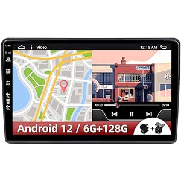 10 collu 2 Din Android 12 automašīnas radio atpakaļgaitas kamera un mikrofons bez maksas atbalsta stūres vadību / Carplay / Android Car / DSP / RDS/WiFi / DAB/BT/GPS (6G + 128G)