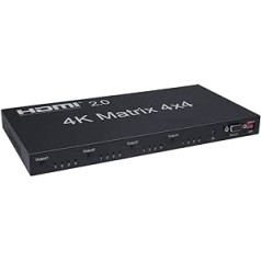 2.0 HDMI Matrix 4x4 4K @ 60Hz (RGB/YUV 4:4:4) Switch Splitter 4 Inputs to 4 Outputs Control via RS232 or IR Remote Control