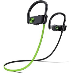 TONEMAC U8 Bluetooth austiņas, sporta in-ear austiņas ar Bluetooth 5.3, bezvadu austiņas Deep Bass Stereo ar 15 stundu atskaņošanas laiku, IPX7 ūdensizturīgas austiņas skriešanai / skriešanai, zaļas