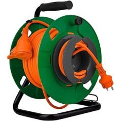 Zenitech - Waterproof Garden Cable Reel IP44 Orange Cable 3G1.5mm² 17 + 3 m with 16A Plug 2P + Ground Flap & Circuit - Zenitech