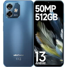 Ulefone Note 16 Pro viedtālrunis bez līguma, 16 GB + 512 GB 50 MP + 8 MP kamera Android 13 mobilais tālrunis, astoņkodolu 6,52 collu HD+ 4400 mAh, 4G divu SIM kartu mobilais tālrunis bez līguma, pirkstu nospiedumu sejas ID