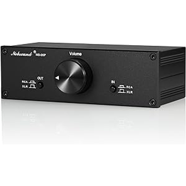 Nobsound Mini pilnībā līdzsvarots/viena gala pasīvais priekšpastiprinātājs; Hi-Fi priekšpastiprinātājs; XLR/RCA skaļuma kontrole aktīvajiem monitora skaļruņiem (melns)