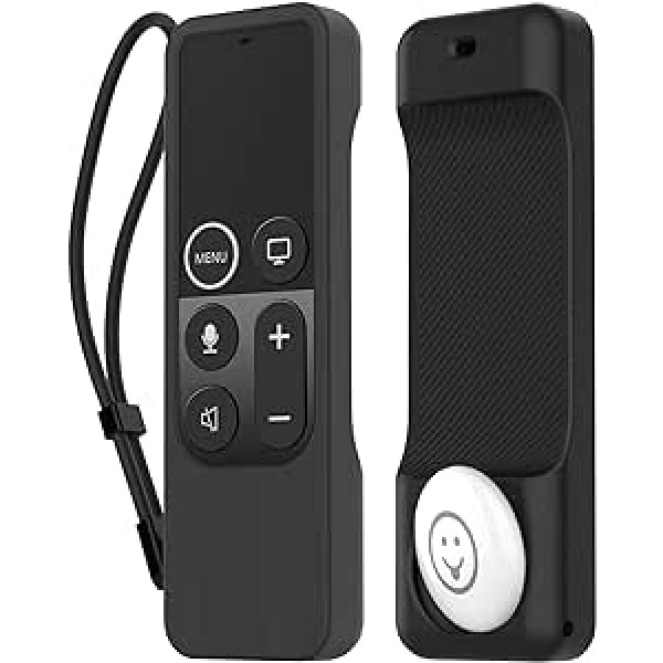 AHASTYLE Remote Control Case for Apple TV 4K 4th Generation Siri Remote with External AirTag Holder, AirTag Not Included, Silicone Remote Case for Apple TV 4K 4th Generation Remote Control (Black)