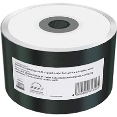 Mini CD-R 200 MB | 22 min 24 x rakstīšanas ātrums, drukājama uz visas virsmas (tintes printeris), iepakojumā 50 filmas (sarūkums)