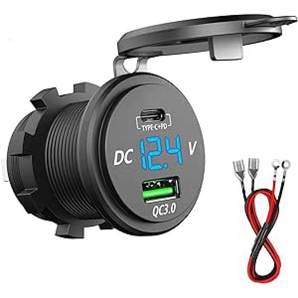 GemCoo QC 3.0 USB automobilinis lizdas automobilinis įkroviklis su dviem greito įkrovimo 3.0 įkrovimo prievadais, automobilio 5V/6A greitasis įkrovimas, skirtas 12V/24V transporto priemonėms Automobilis Laivas Motociklas SUV Autobusas Sunkvežimis Ca