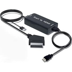 AMANKA Scart uz HDMI pārveidotājs ar HDMI kabeli Scart uz HDMI Out HD 720P/1080P Switch Video Audio Converter adapteris HDTV monitoram projektoram Xbox VHS Blu-ray DVD atskaņotājs ar USB kabeli